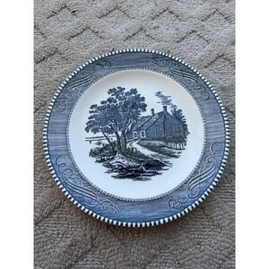 Currier and Ives Blue by Royal Salad/Dessert/Bread Plate Washington Birthplace